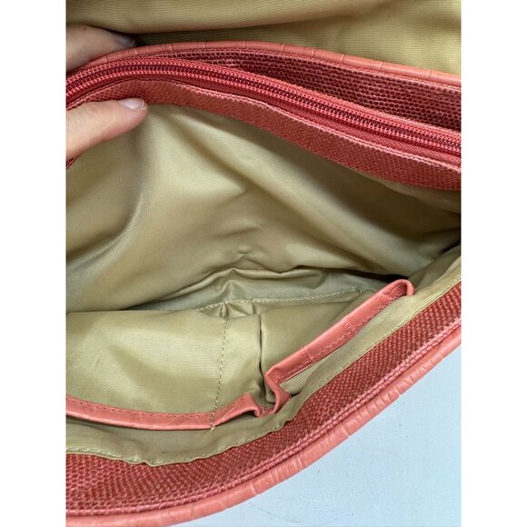 Charter Club Womens Shoulder Bag Coral Textured Faux Croc With Magnetic Closure - Picture 4 of 16